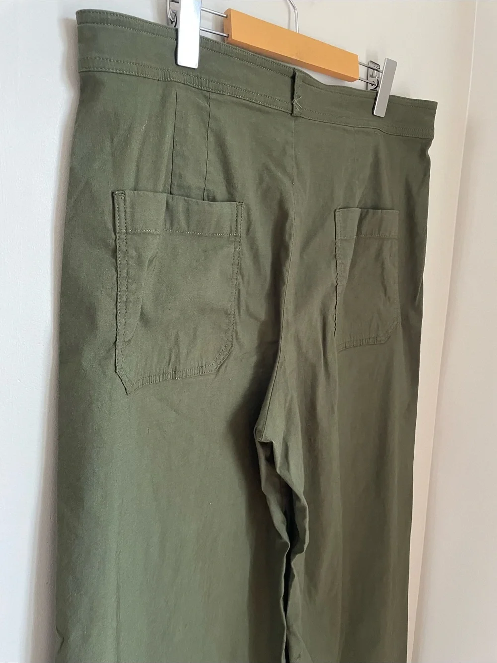 Maeve Anthropologie Ettie High-Rise Crop Wide-Leg Pants Green Size 34 Linen Boho - Picture 6 of 11